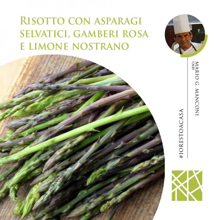 Incoho - Risotto con asparagi selvatici,  gamberi rosa e limone nostrano